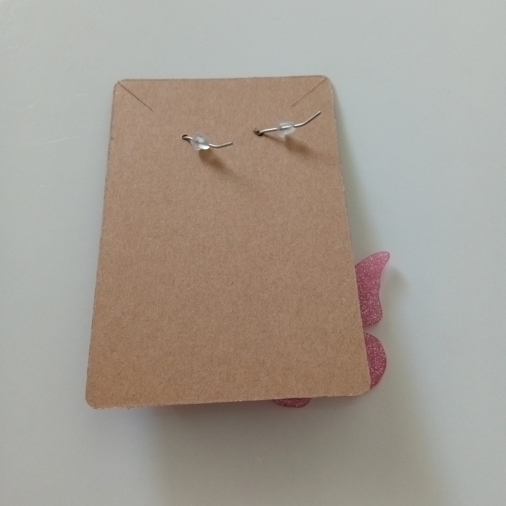 Pink Butterfly and Flower Earrings - Picture 4 of 4